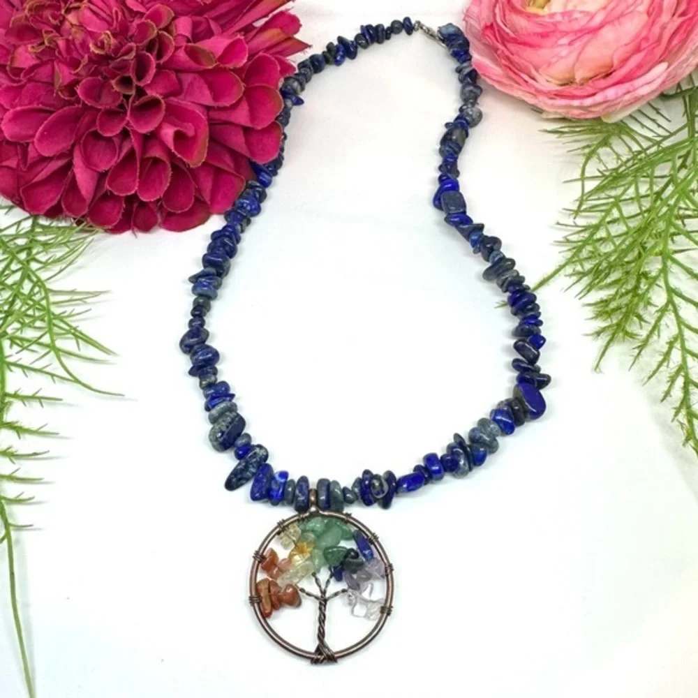 NEW⚜️Tree Of Life Gemstone Lapis Lazuli Necklace